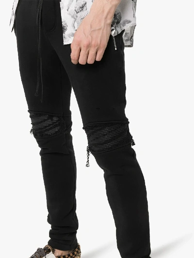 Shop Amiri Zip Pocket Distressed Detail Cotton Track Pants In Black