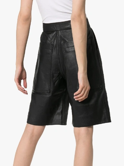 Shop Markoo The Plt Knee-length Leather Shorts In Black