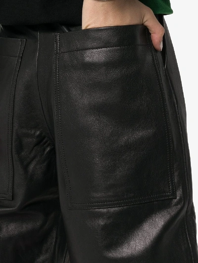 Shop Markoo The Plt Knee-length Leather Shorts In Black