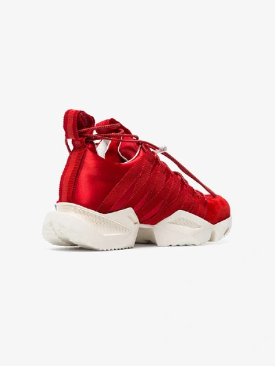 Shop Ben Taverniti Unravel Project Unravel Project Red Silk And Suede Chunky Sneakers