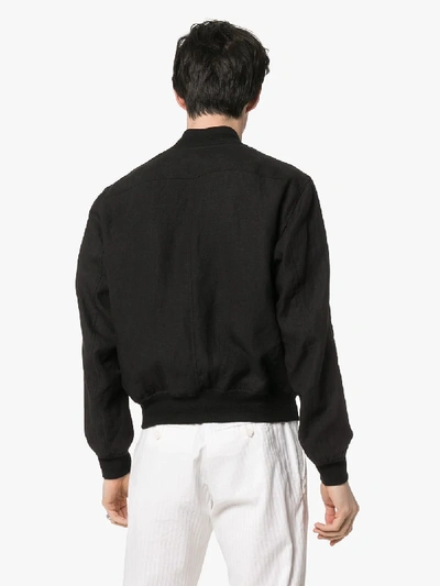 Shop Ann Demeulemeester Reversible Linen Bomber Jacket In Black