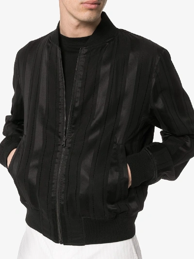Shop Ann Demeulemeester Reversible Linen Bomber Jacket In Black