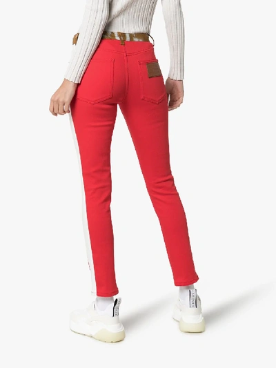 Shop Burberry Bambi Side Stripe Skinny Jeans In 62200 Red