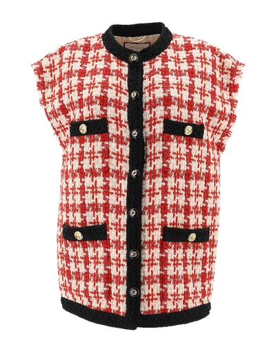 Shop Gucci Houndstooth Oversized Gilet In Multi