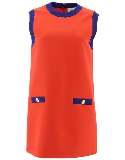 Shop Gucci Sleeveless Contrast Dress In Multi