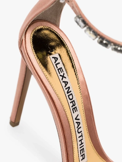 Shop Alexandre Vauthier Pink Carla 100 Crystal-embellished Satin Sandals In 109 - Neutrals