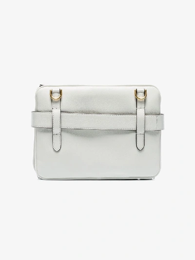 Shop Fendi White Upside Down Flap-top Leather Belt Bag In F17bi White