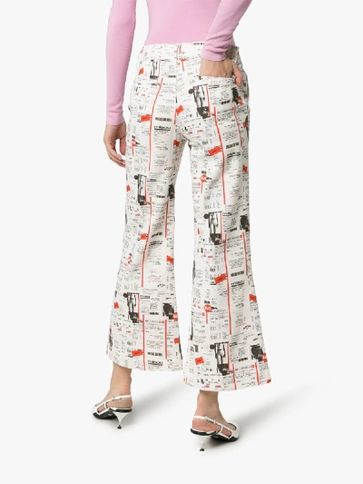 Shop Miaou Soni Receipt-print Flared Jeans In Multicoloured