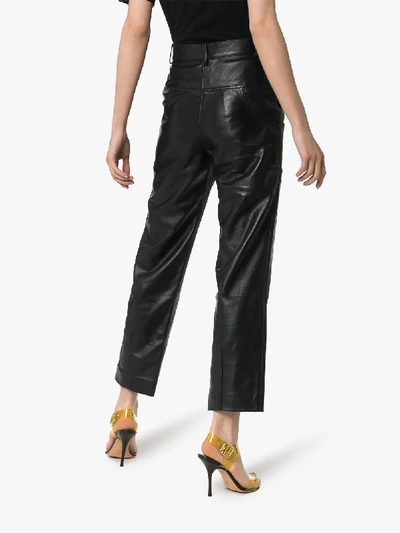 Shop Markoo The Draped Leather Trousers In Black