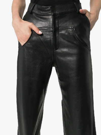 Shop Markoo The Draped Leather Trousers In Black