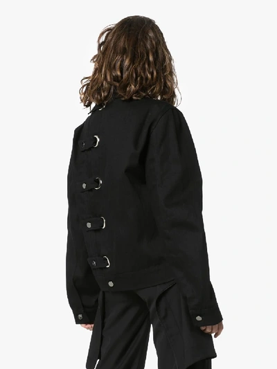 Shop Delada Eyelet-detail Denim Jacket In Unwashed Black