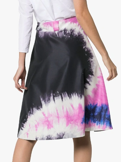 Shop Prada Tie-dye Silk-faille A-line Skirt In F0t79 Black/pink