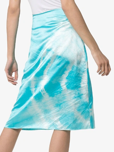 Shop Ashley Williams Tie Dye Silk Pencil Skirt In Blue