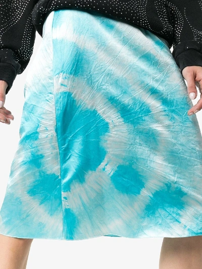 Shop Ashley Williams Tie Dye Silk Pencil Skirt In Blue
