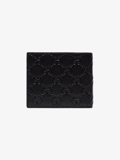Shop Gucci Black La Embroidered Gg Supreme Leather Wallet In 1083 Black