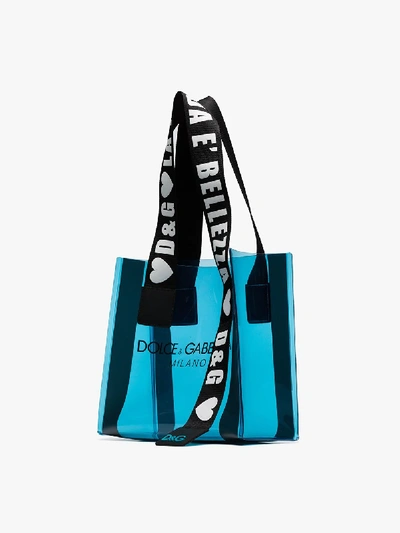 Shop Dolce & Gabbana Blue Logo-print Pvc Tote Bag In Hcy63 D&g Milano F.azzuro