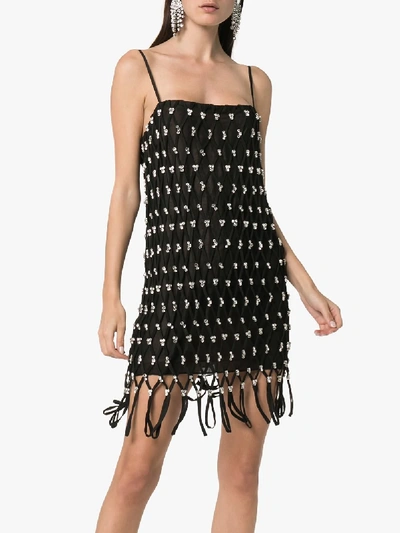 Shop Area Crystal-embellished Net Mini Dress In Black