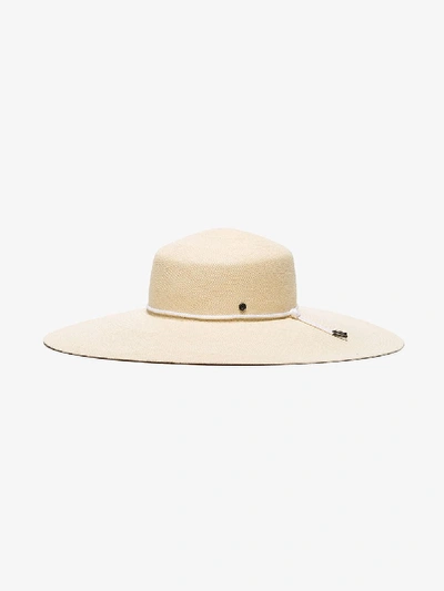 Shop Maison Michel Cream Nat Shoelace-detail Straw Hat In 001 Natural White