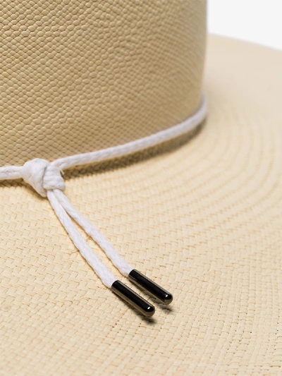 Shop Maison Michel Cream Nat Shoelace-detail Straw Hat In 001 Natural White