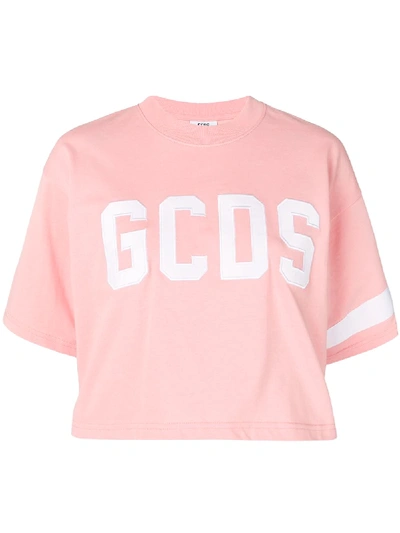 Shop Gcds Logo Cropped T-shirt - Pink