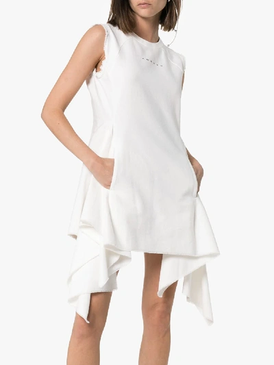Shop Ambush Waves Asymmetric Cotton Mini Dress In White