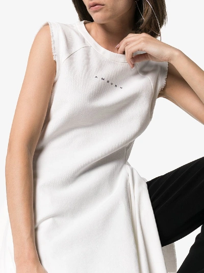 Shop Ambush Waves Asymmetric Cotton Mini Dress In White