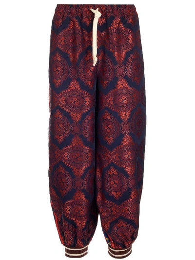 Shop Gucci Contrast Patterned Pants In Multicolor