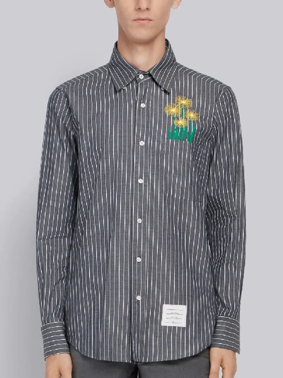Shop Thom Browne Pinstriped Straight-fit Shirt In Blue