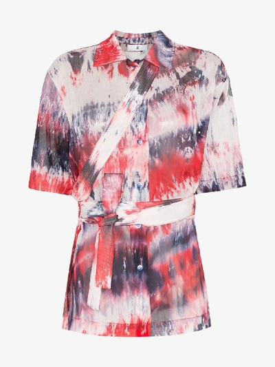 Shop Asai Tie-dye Strap-detail Mesh Shirt In Multicoloured