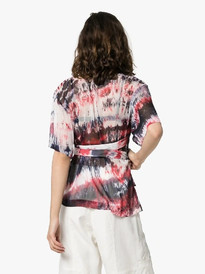 Shop Asai Tie-dye Strap-detail Mesh Shirt In Multicoloured