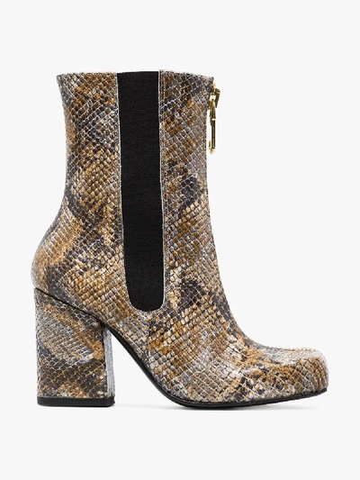 Shop Roker Grey Jacs 90 Zip-up Snake Skin Leather Mid-calf Boots