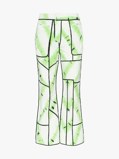 Shop Asai Jungle Fever Panelled Tie-dye Trousers In Green