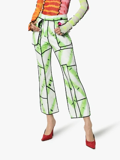 Shop Asai Jungle Fever Panelled Tie-dye Trousers In Green
