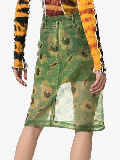 Shop Asai Ghost Camo Gleam Cotton-gauze Pencil Skirt In Green