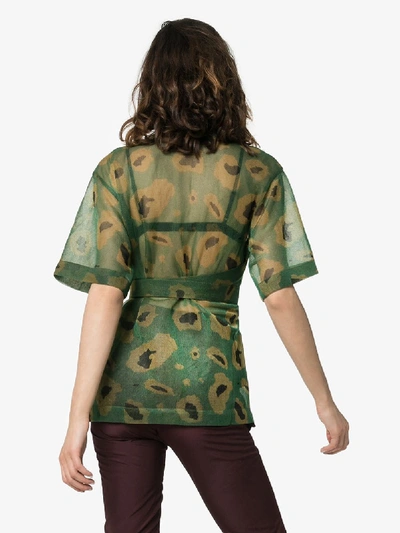 Shop Asai Camo Gleam Strap-detail Mesh Shirt In Green