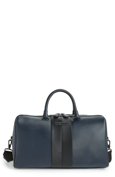 Shop Ted Baker Faux Leather Duffel Bag - Blue In Navy