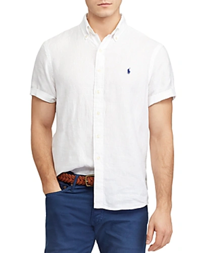 Shop Polo Ralph Lauren Short-sleeve Linen Classic Fit Button-down Shirt In White