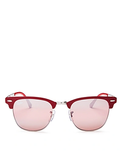Shop Ray Ban Ray-ban Women's Mirrored Square Sunglasses, 51mm In Red Silver/purple Gray Mirror