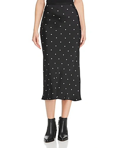 Shop Anine Bing Bar Polka-dot-printed Silk Skirt In Black/white