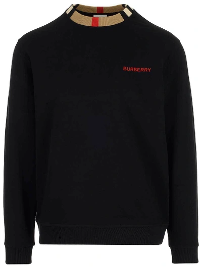 Shop Burberry Icon Stripe Detail Sweater In Black