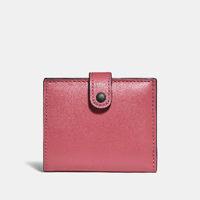 Shop Coach Small Trifold Wallet In Bright Coral/pewter