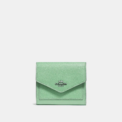 Shop Coach Small Wallet In Light Teal/silver