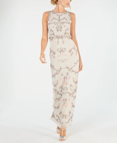 Shop Adrianna Papell Blouson Beaded Gown In Ivory