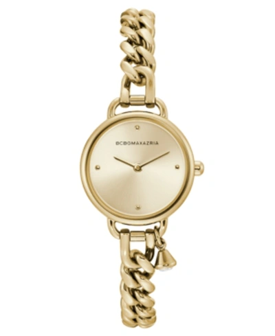 Shop Bcbgmaxazria Ladies Round Goldtone Stainless Steel Chain Bracelet With Crystal Charm Watch, 26mm