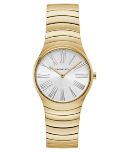 Shop Bcbgmaxazria Ladies Round Goldtone Stainless Steel Bracelet Watch, 33mm