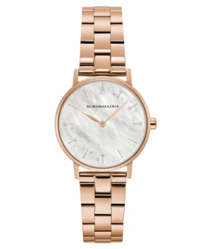Shop Bcbgmaxazria Ladies Round Rose Goldtone Stainless Steel Bracelet Watch, 32mm In Blush