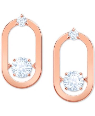 Shop Swarovski Rose Gold-tone Crystal Oval Stud Earrings In White