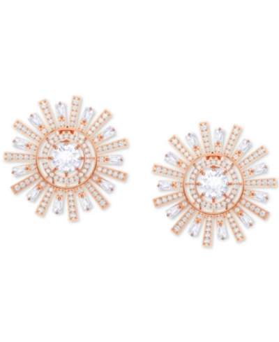 Swarovski Rose Gold-tone Crystal Sunshine Clip-on Stud Earrings In White |  ModeSens