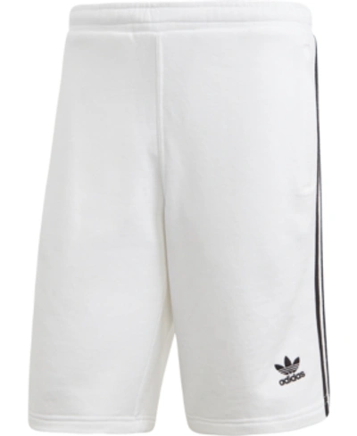 Shop Adidas Originals Adidas Men's Three-stripe French Terry Shorts In White/blk