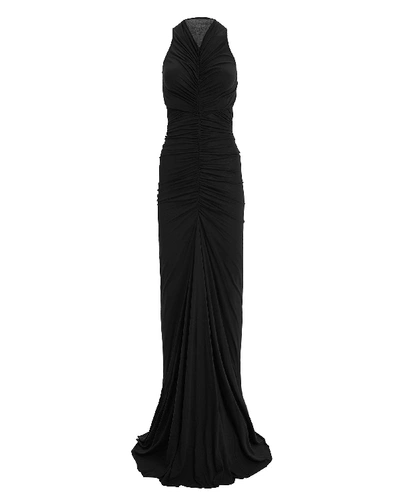 Shop Rick Owens Sleeveless Ruched Jersey Gown In Black